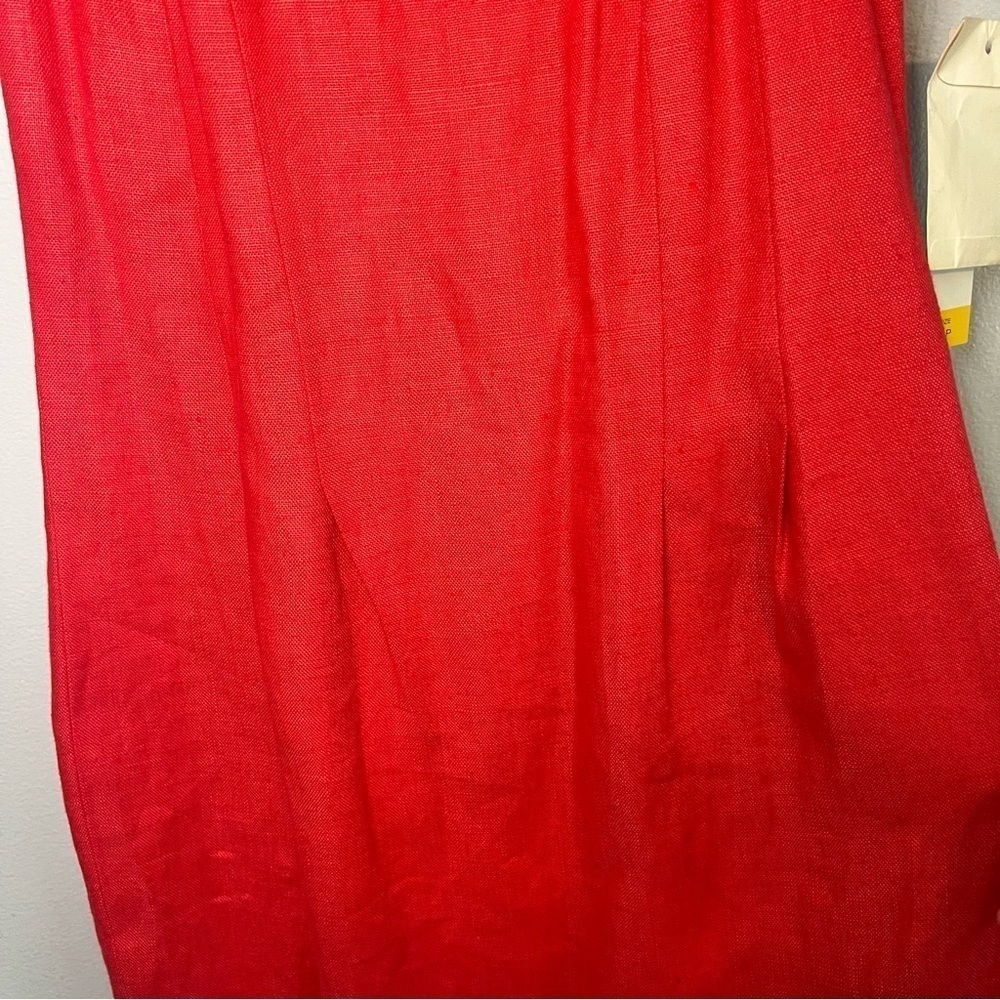 NEW Liz Claiborne 100% Linen Shift Dress Gold Studs Square Neck Petite Sz 2 Red - Picture 5 of 15